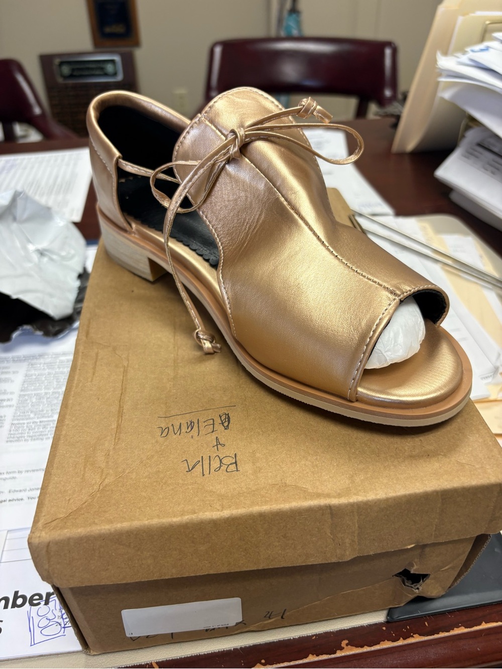 Women's Open-Toe Lace-Up Sandal in Rose Gold